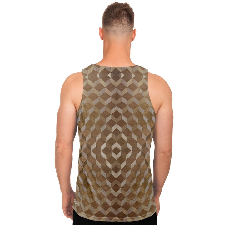 Gold Cube Tank Top – Geometric Pattern Statement Tank