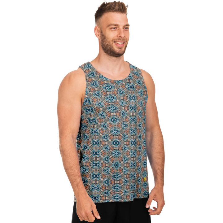Mystic Mirror Tank Top – Geometric Festival Shirt with Hidden Face Pattern