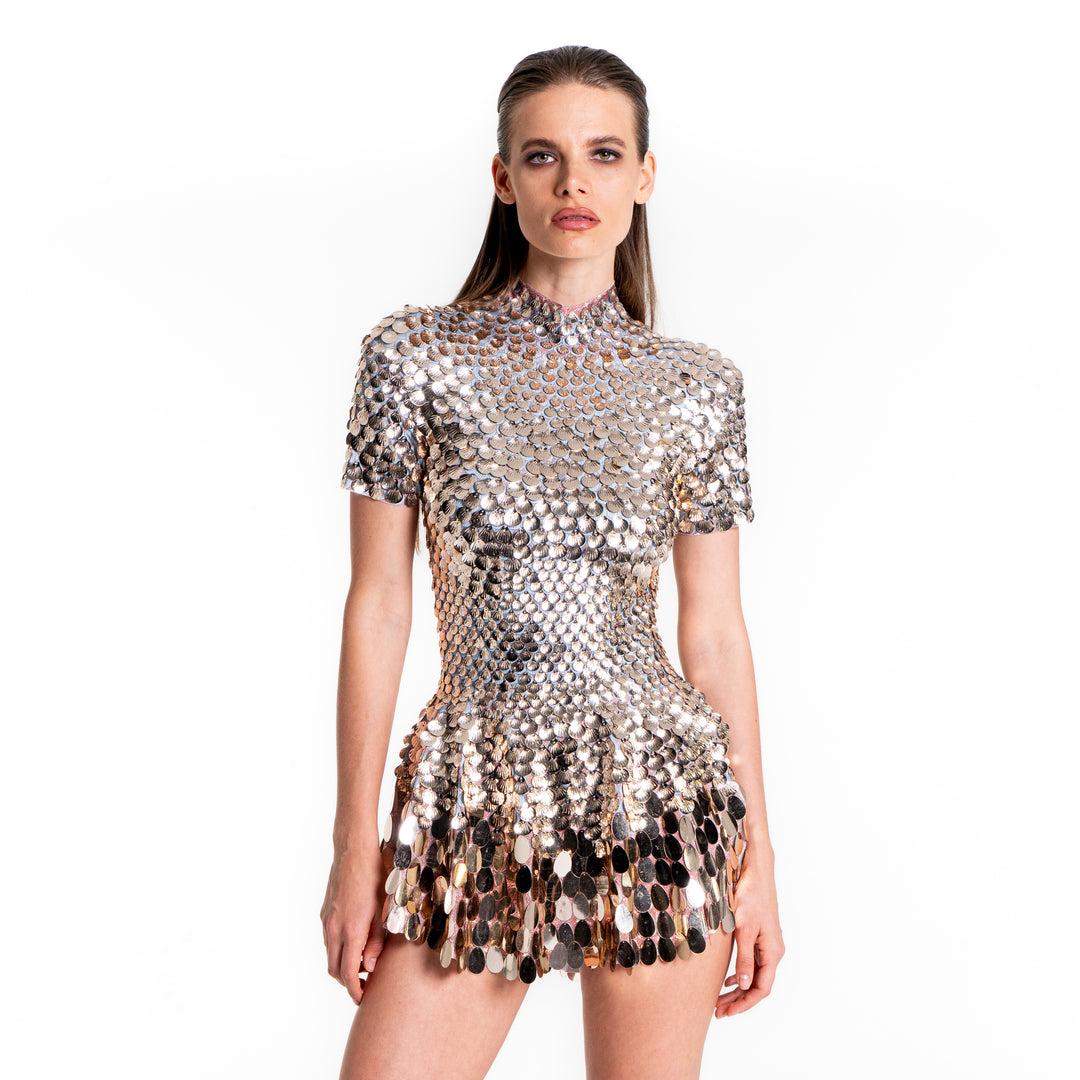 Helen rose gold sequin mini dress – Manifestie
