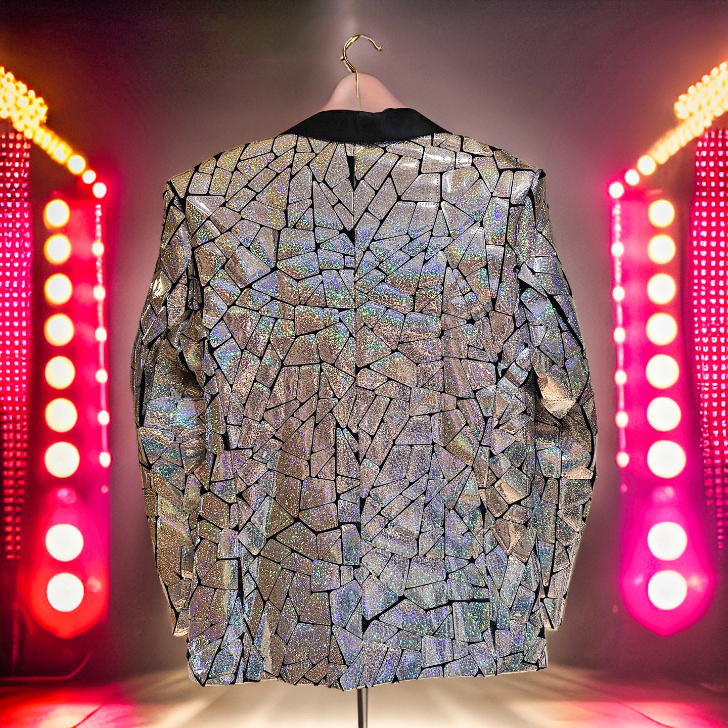 Disco Laser Blazer | Mens Silver holographic Sequin Jacket