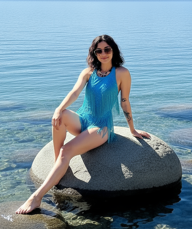 Taylor Teal Rhinestone Bodysuit | Tassel Festival, Stage & Performance Leotard – Manifestie