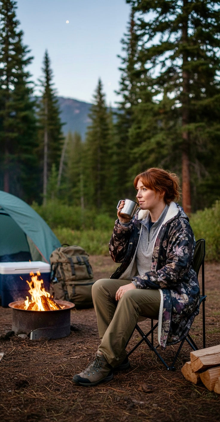 Floral Cuddle Coat | Beige, Brown, Cream | Unisex Minky Sherpa Lined Coat with Hood, Zipper and Pockets | Women and Mens Festival Coat | Mountain Fashion