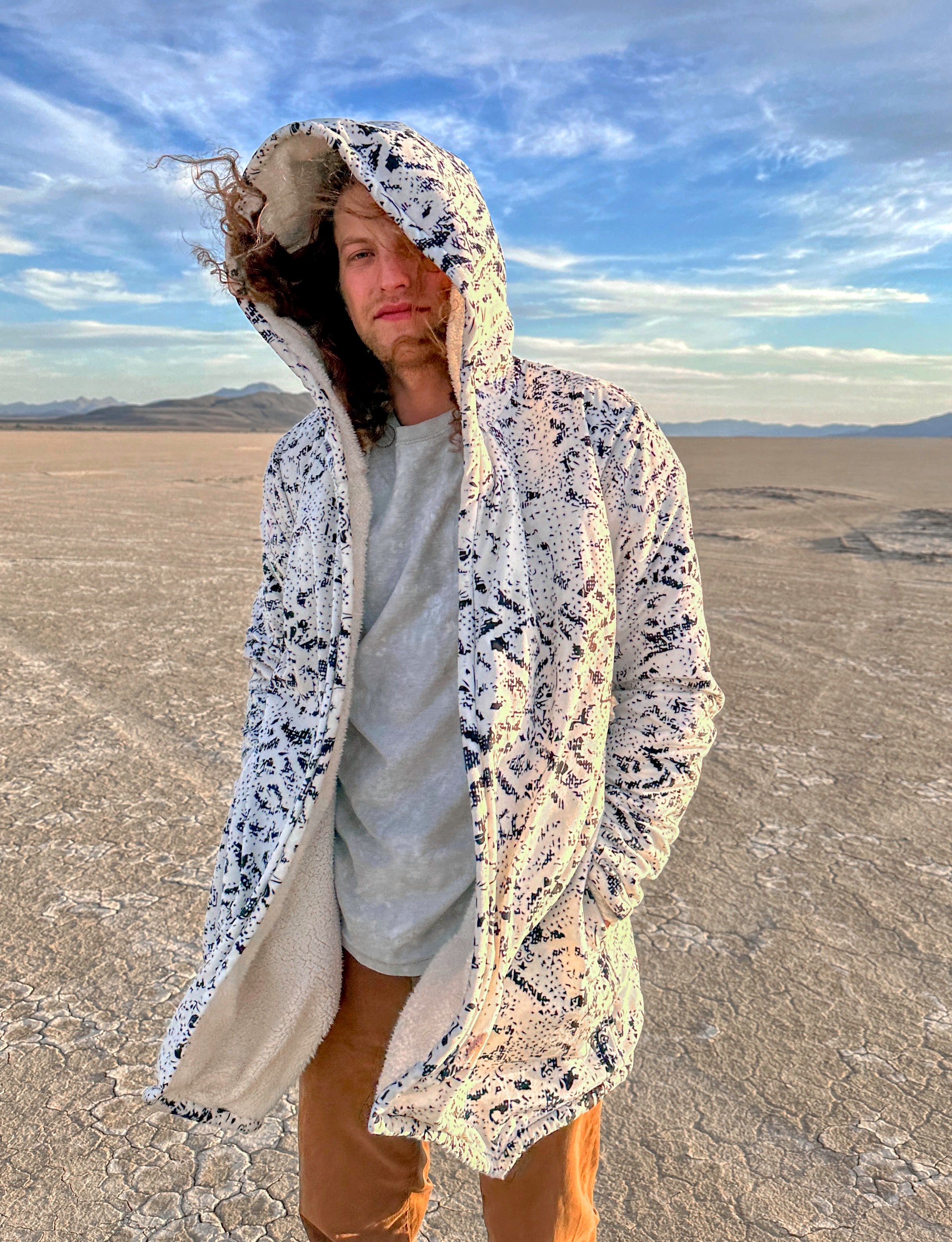 Tribal Fade Cuddle Cloak | Black, White | Unisex Minky Sherpa