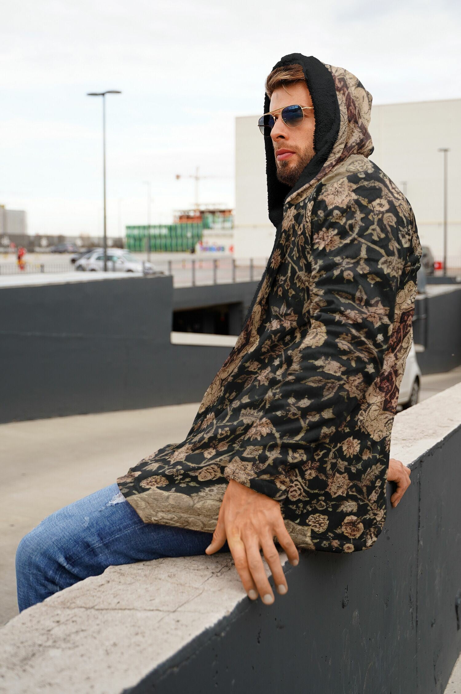 Black and Brown Persian Carpet Cuddle Cloak | Unisex Minky Sherpa