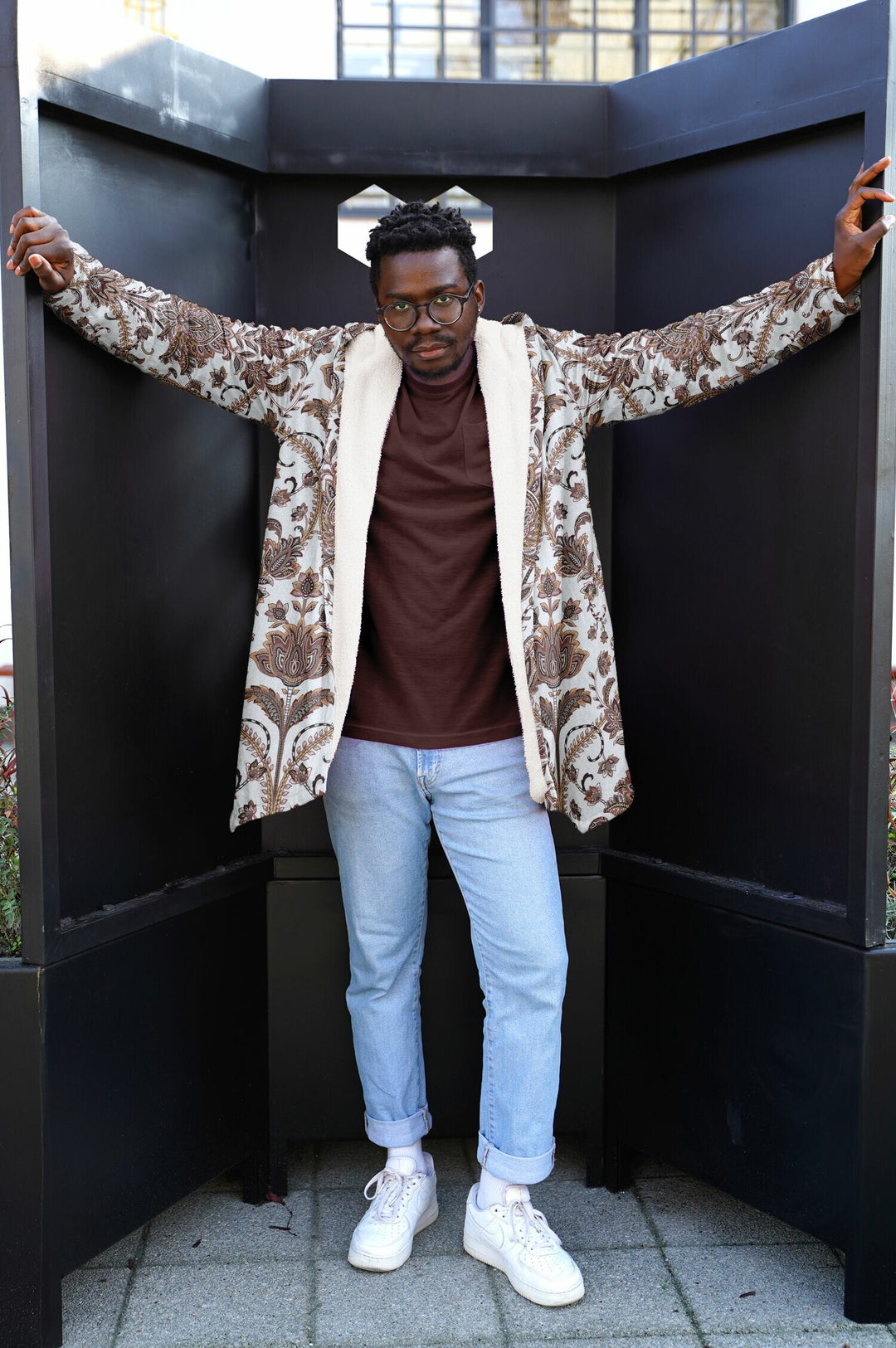 Spirit Ember Cuddle Cloak | Unisex Minky Sherpa Lined Hooded Coat | Women and Mens Festival Coat | Mountain Fashion