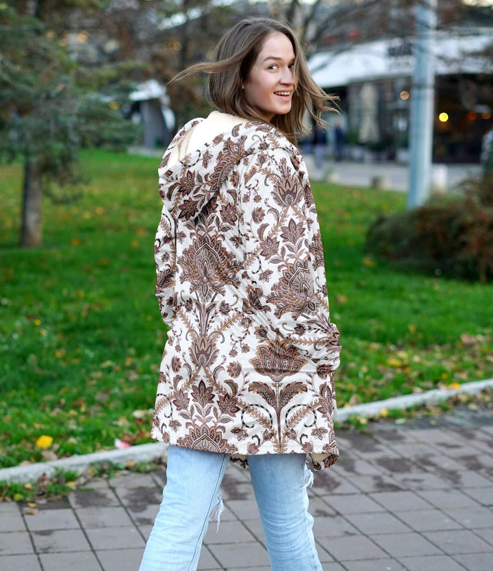 Spirit Ember Cuddle Cloak | Unisex Minky Sherpa Lined Hooded Coat | Women and Mens Festival Coat | Mountain Fashion