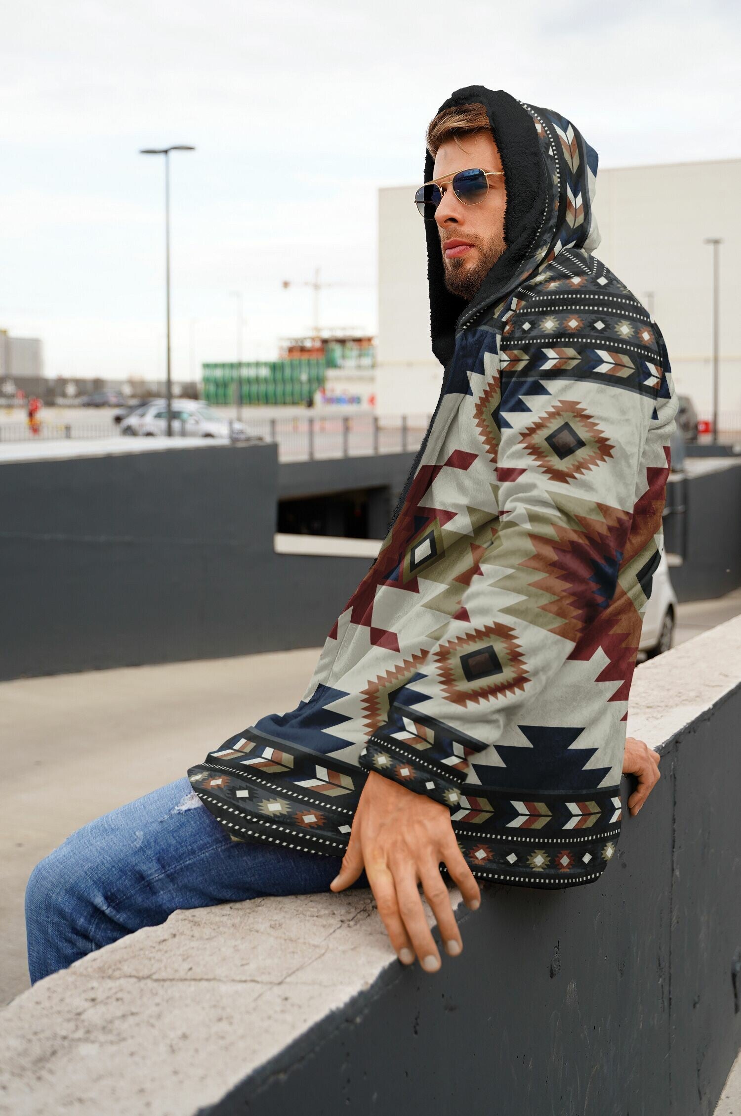 Izel Aztec Tribal Cloak | Unisex Minky Sherpa Lined Hooded