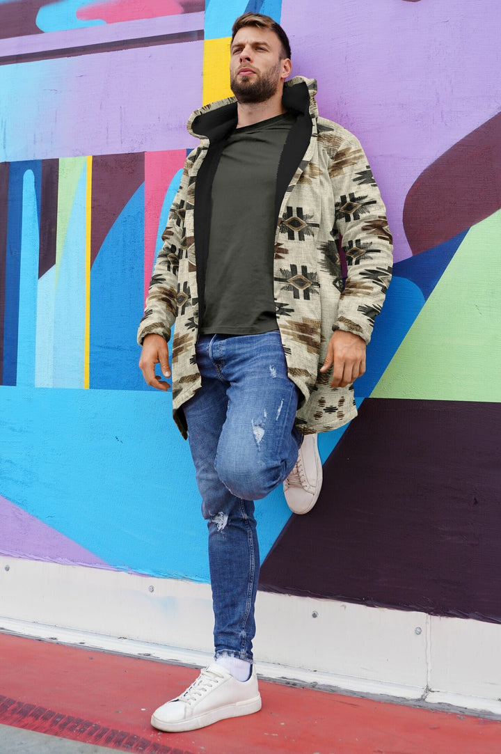 Ganado Tribal Cloak | Unisex Minky Sherpa Lined Hooded Coat | Women and Mens Festival Coat | Mountain Fashion