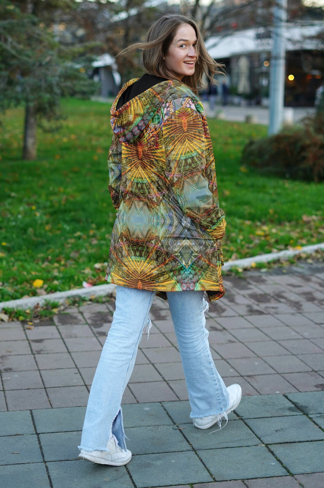 Lotus Guardian Cuddle Cloak | Unisex Minky Sherpa Hooded Coat | Women and Mens Festival Coat | Mountain Fashion
