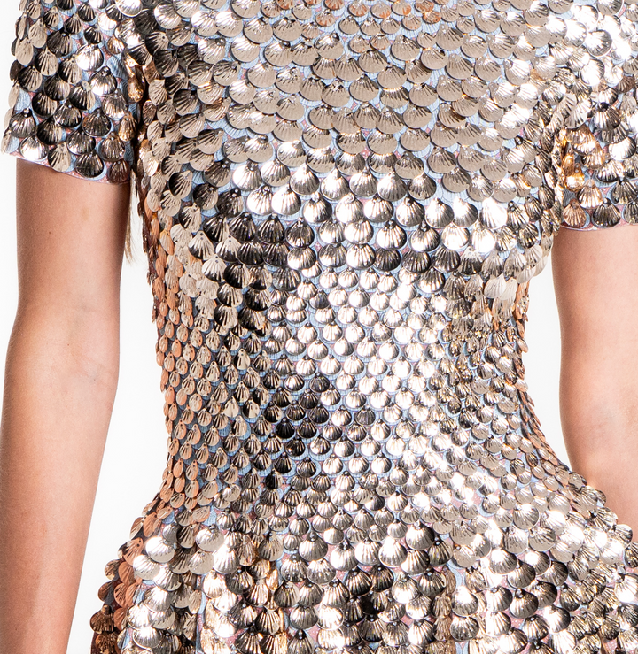 Helen Rose Gold Sequin MiniDress | Metallic Seashell Sequin Festival &amp;amp; Party Outfit – Manifestie