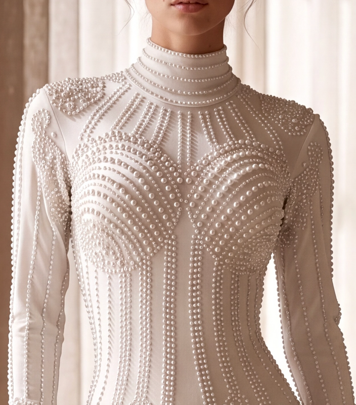 Arabella Bridal Pearl Catsuit | White Ivory Full Length Wedding Jumpsuit &amp; Luxury Bridal Leotard – Manifestie