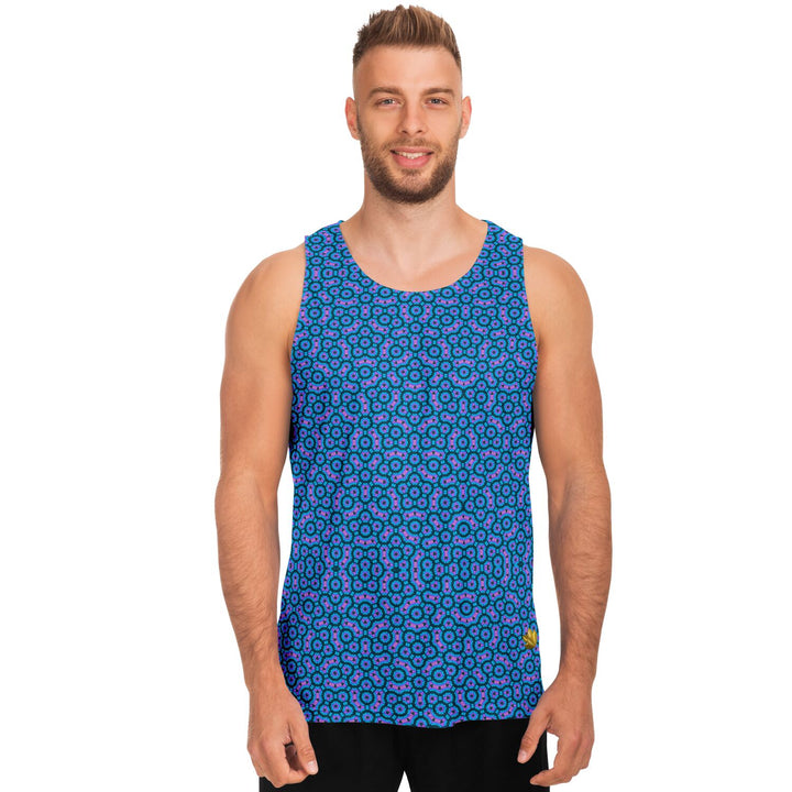 Mosaic Fractal Tank Top – Blue Geometric Pattern Tank