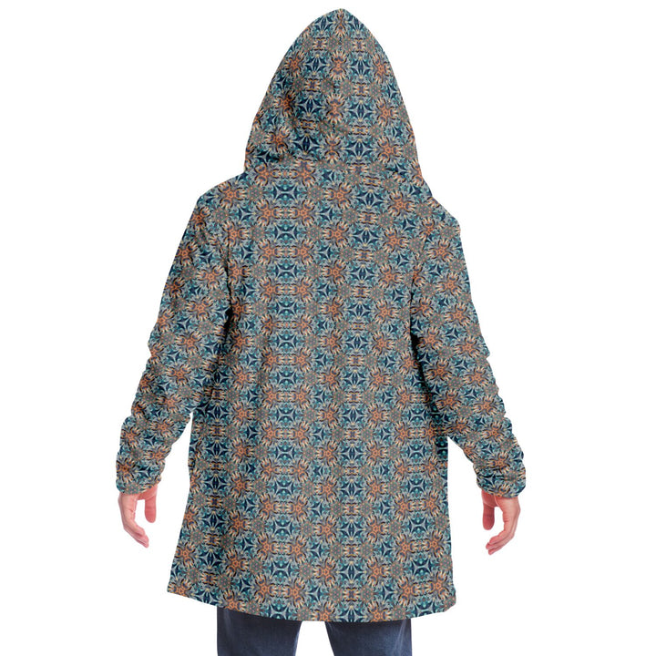 Mystic Mirror Cuddle Cloak |  Orang, Blue Face | Unisex Minky Sherpa Lined Hooded Coat | Women and Mens Festival Coat | Mountain Fashion