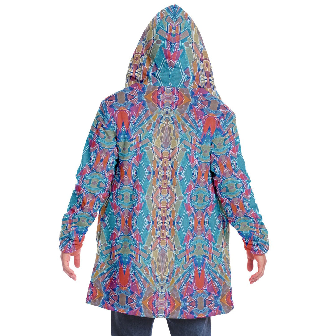 Electric Totem Cuddle Cloak | Unisex Minky Sherpa Lined Hooded Coat | Women and Mens Festival Coat | Mountain Fashion