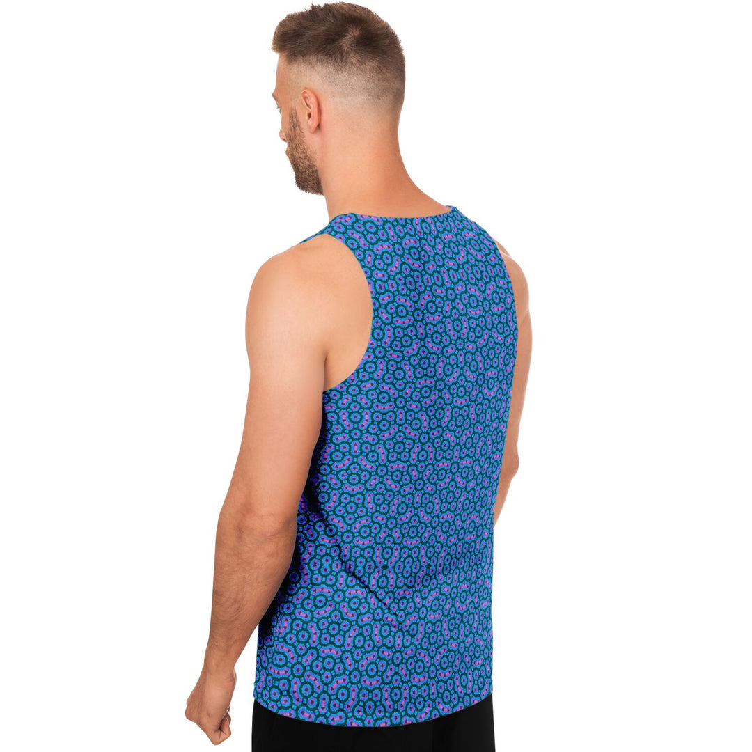 Mosaic Fractal Tank Top – Blue Geometric Pattern Tank