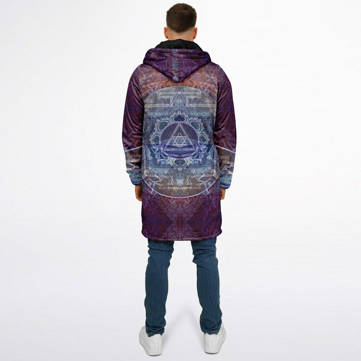 Sacred Violet Cuddle Coat | Unisex Minky Sherpa Lined Coat with Hood, Zipper and Pockets | Women and Mens Festival Coat | Mountain Fashion