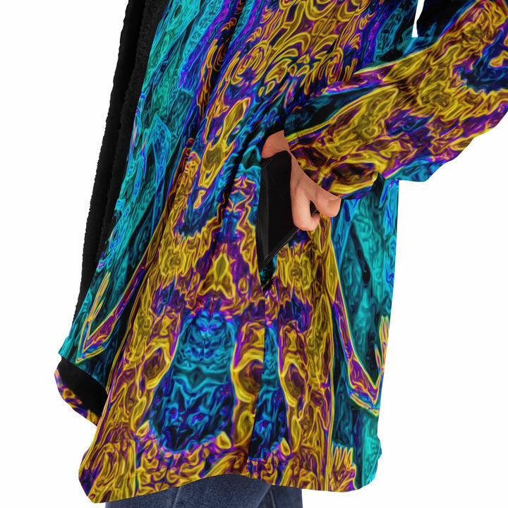 Seer Cuddle Cloak | Unisex Minky Sherpa Lined Hooded Coat | Women and Mens Festival Coat | Mountain Fashion
