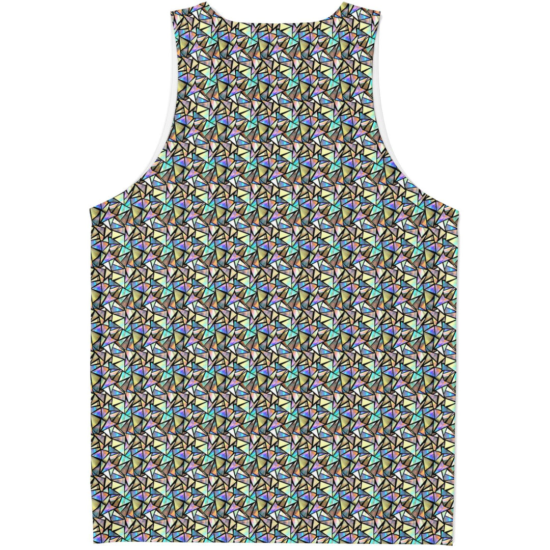 Geo Prism Tank Top – Geometric Festival Shirt with Prismatic Pattern