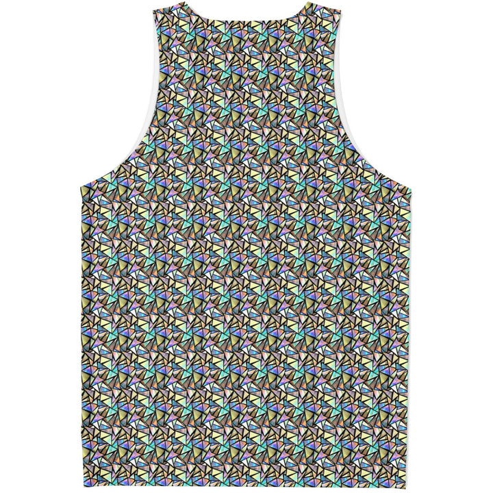 Geo Prism Tank Top – Geometric Festival Shirt with Prismatic Pattern