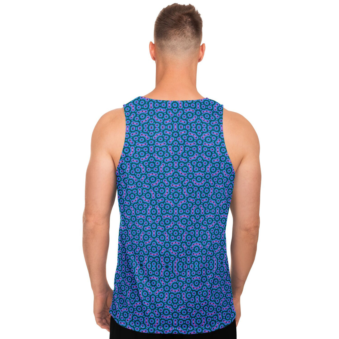 Mosaic Fractal Tank Top – Blue Geometric Pattern Tank