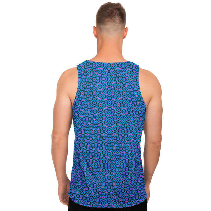 Mosaic Fractal Tank Top – Blue Geometric Pattern Tank