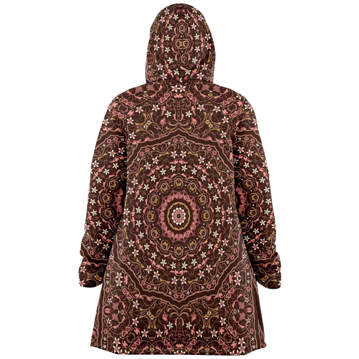 Classic Persian Carpet Cuddle Cloak | Jasmine | Unisex Minky Sherpa Hooded Coat | Women and Mens Festival Coat | Mountain Fashion