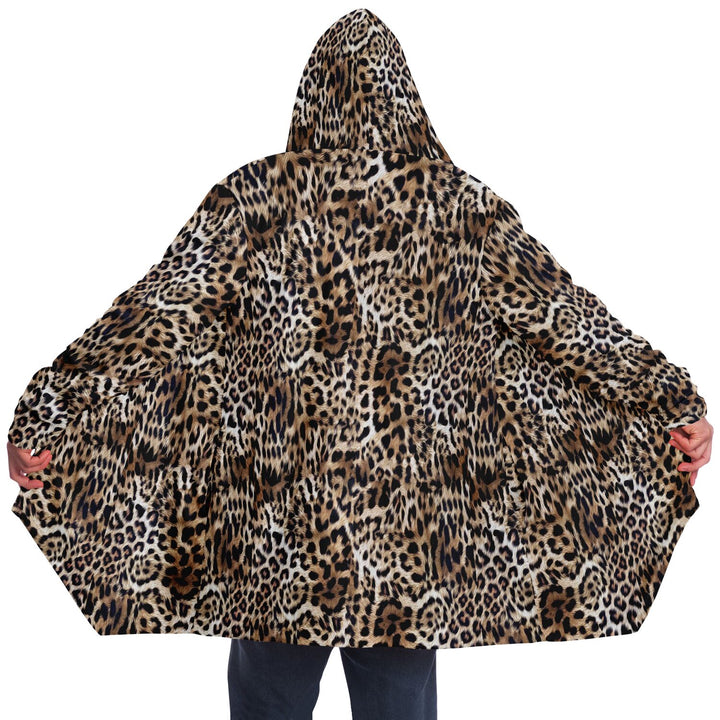 Leopard Print Cuddle Cloak | Unisex Minky Sherpa Hooded Coat | Women and Mens Festival Coat | Mountain Fashion