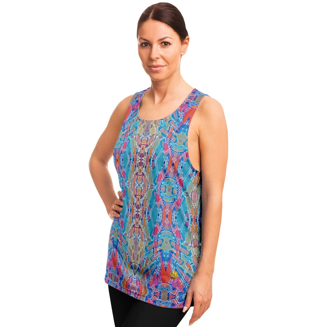 Electric Totem Tank Top – Geometric Festival Shirt with Bold Symmetry