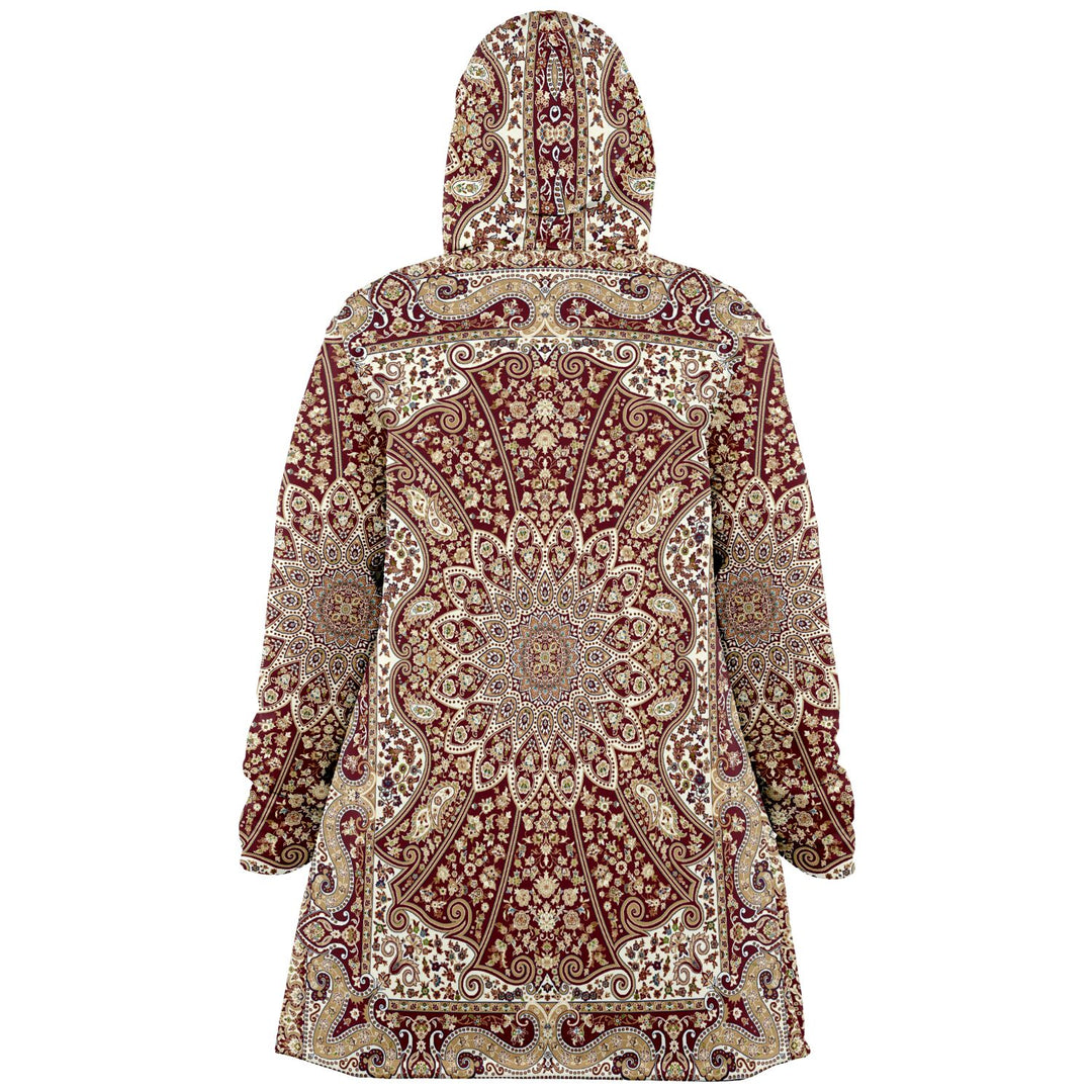 Classic Red Persian Carpet Cuddle Cloak | Unisex Minky Sherpa Lined Hooded Coat