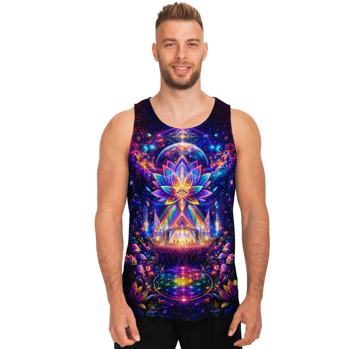 Cosmic Concert Tank Top – Psychedelic Lotus Stage Festival Shirt