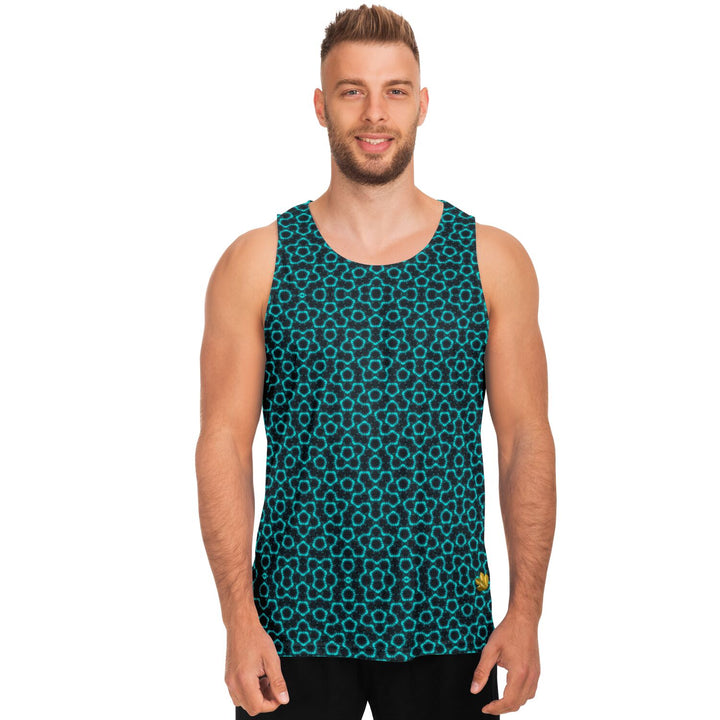Mosaic Fractal Tank Top – Teal Geometric Pattern Tank