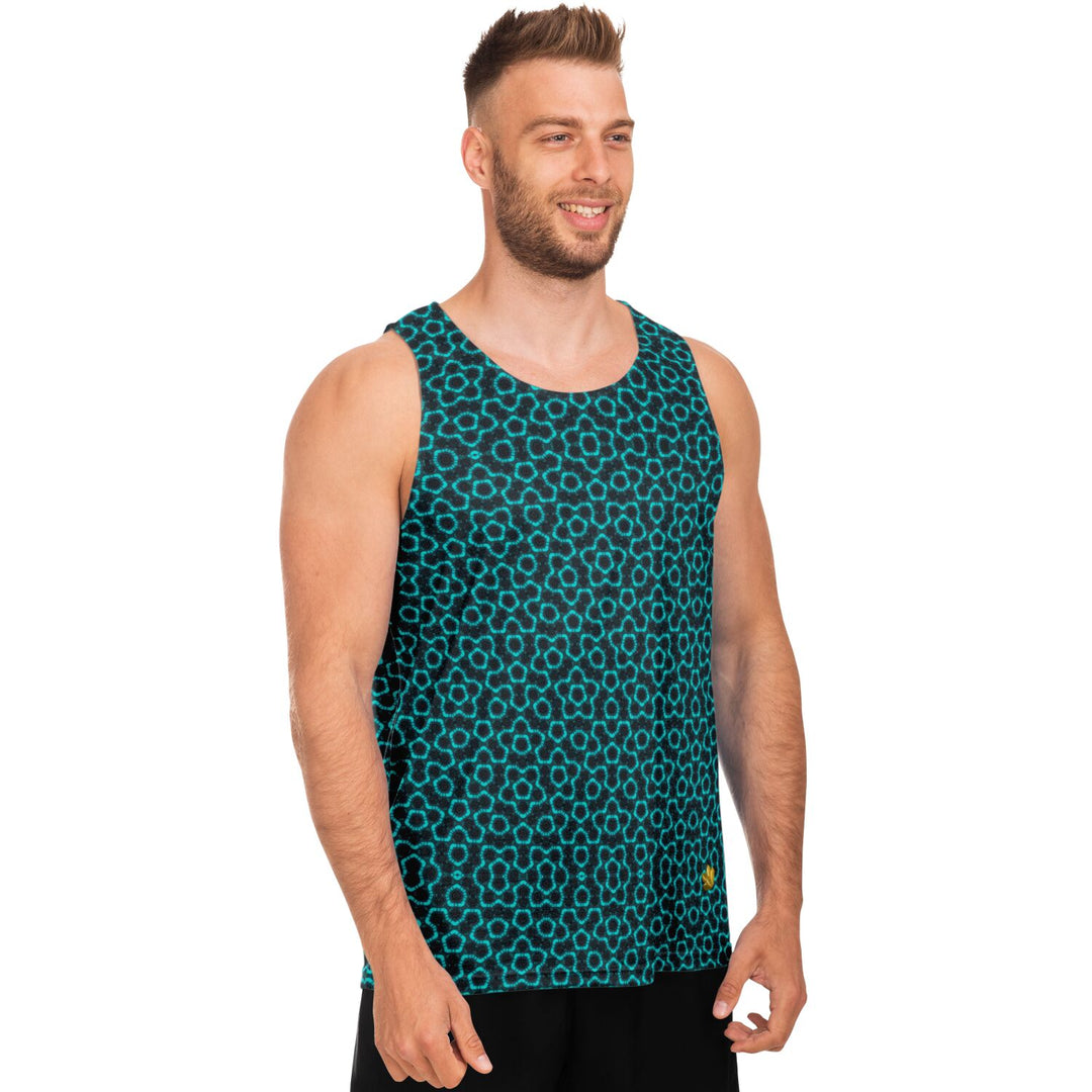 Mosaic Fractal Tank Top – Teal Geometric Pattern Tank