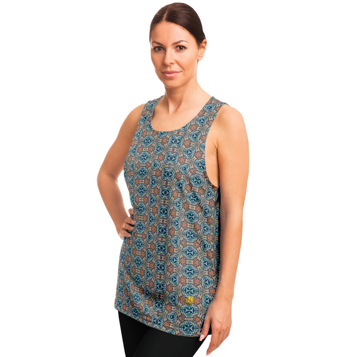 Mystic Mirror Tank Top – Geometric Festival Shirt with Hidden Face Pattern