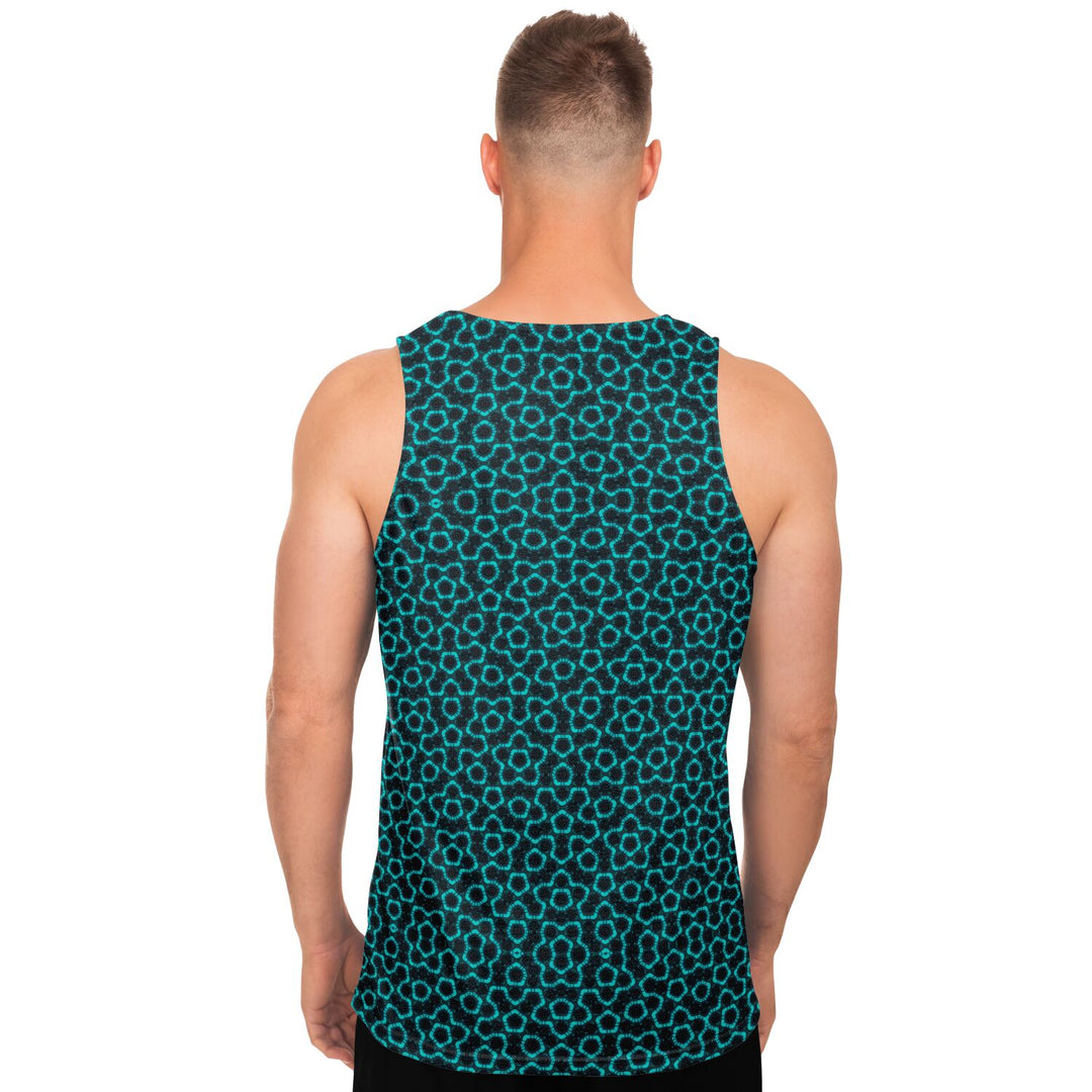 Mosaic Fractal Tank Top – Teal Geometric Pattern Tank