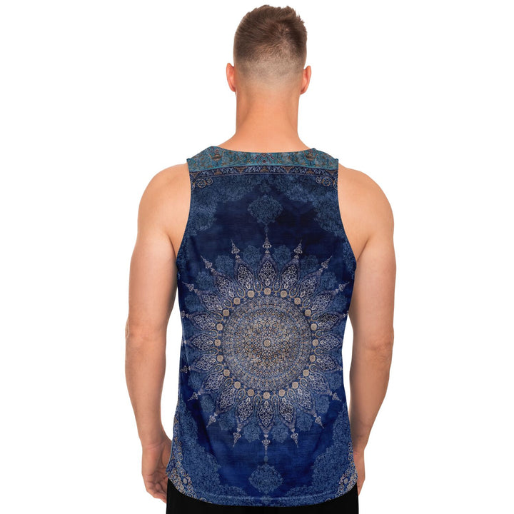 Radial Blue Persian Carpet Tank Top – Ornate Mandala Pattern Shirt