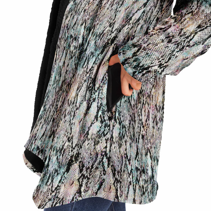 Prism Python Cuddle Cloak | Unisex Minky Sherpa Hooded Coat | Women and Mens Festival Coat | Mountain Fashion