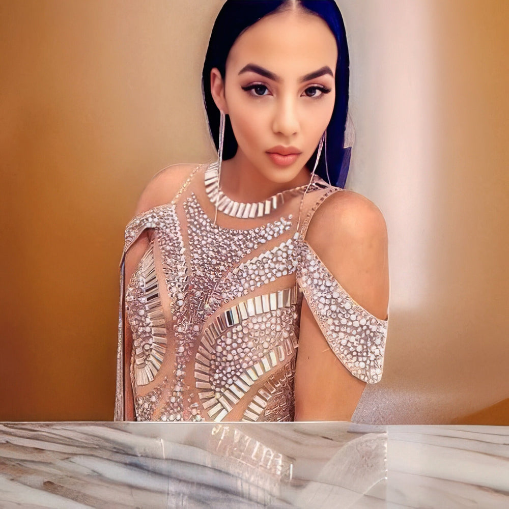 crystal glass diamond jumpsuit,