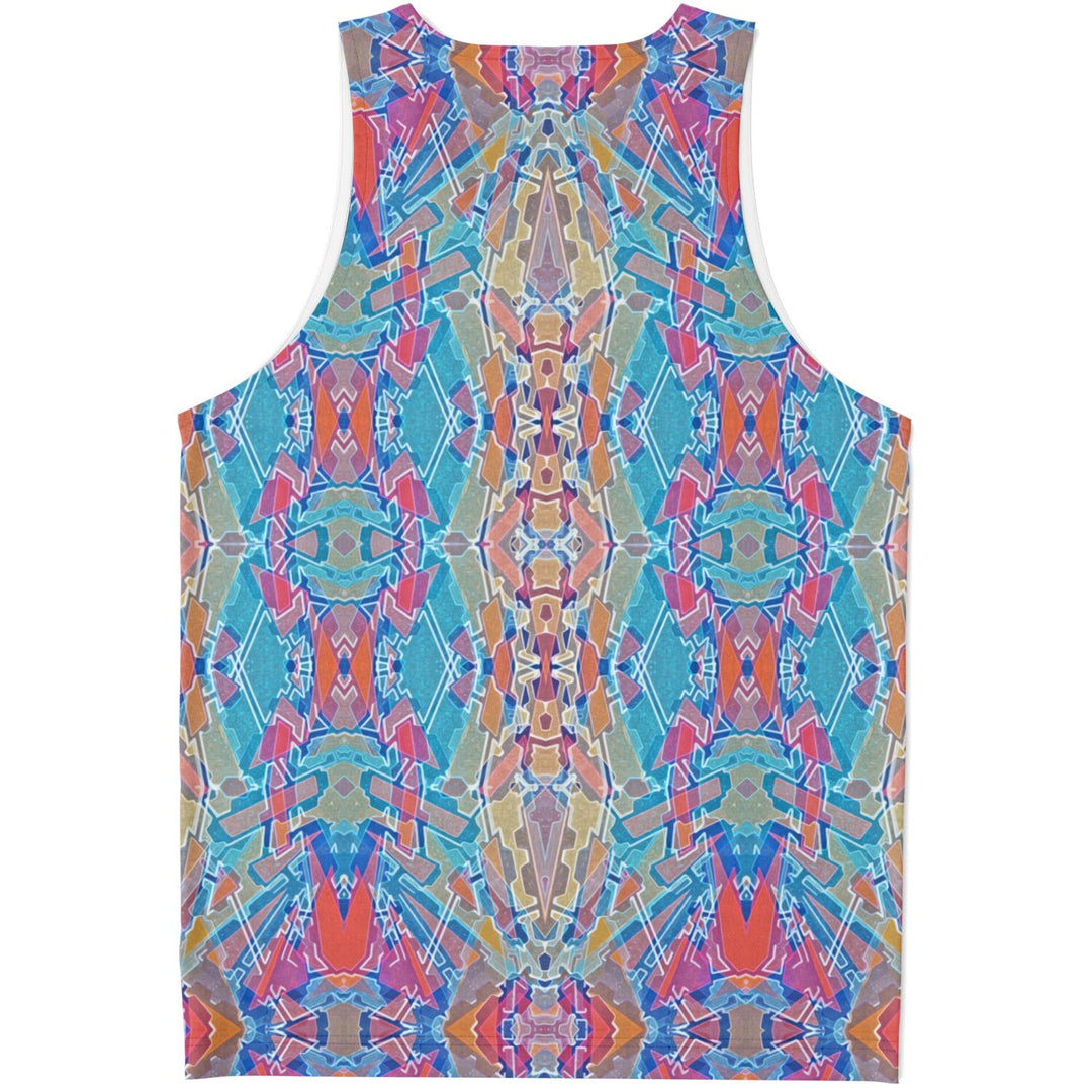 Electric Totem Tank Top – Geometric Festival Shirt with Bold Symmetry