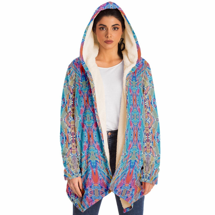 Electric Totem Cuddle Cloak | Unisex Minky Sherpa Lined Hooded Coat | Women and Mens Festival Coat | Mountain Fashion