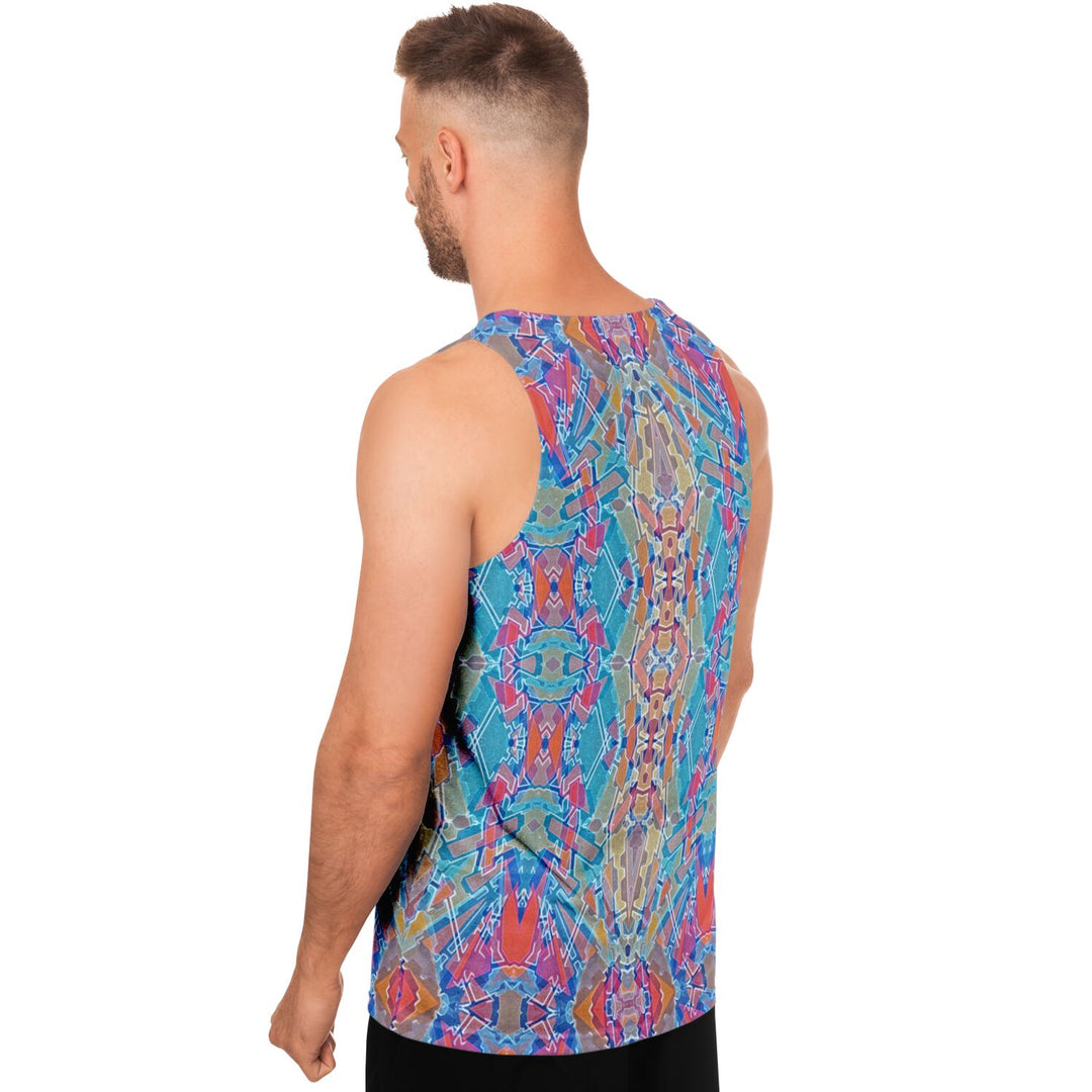 Electric Totem Tank Top – Geometric Festival Shirt with Bold Symmetry