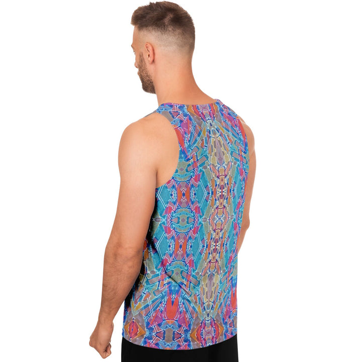 Electric Totem Tank Top – Geometric Festival Shirt with Bold Symmetry