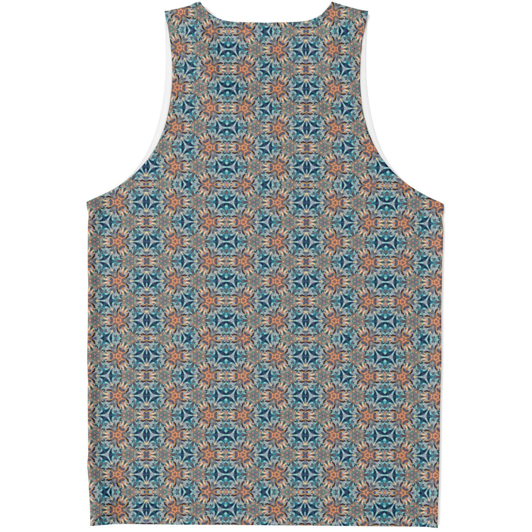Mystic Mirror Tank Top – Geometric Festival Shirt with Hidden Face Pattern