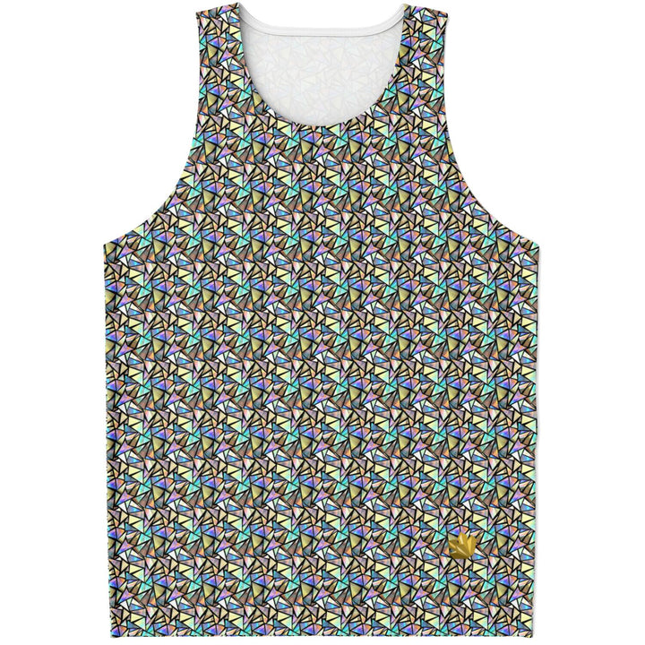 Geo Prism Tank Top – Geometric Festival Shirt with Prismatic Pattern