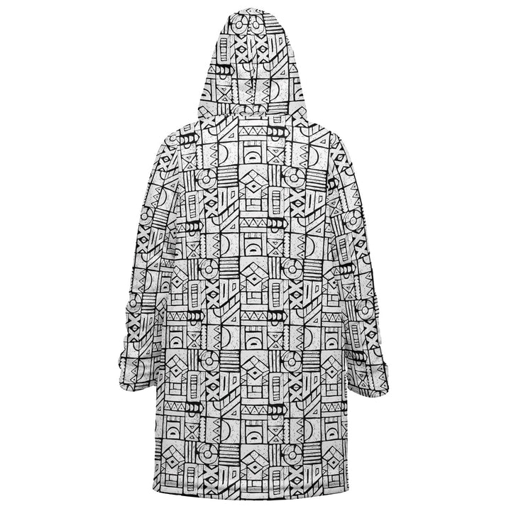 Zentangle Cuddle Coat | Unisex Minky Sherpa Lined Coat with Hood, Zipper and Pockets | Women and Mens Festival Coat | Mountain Fashion