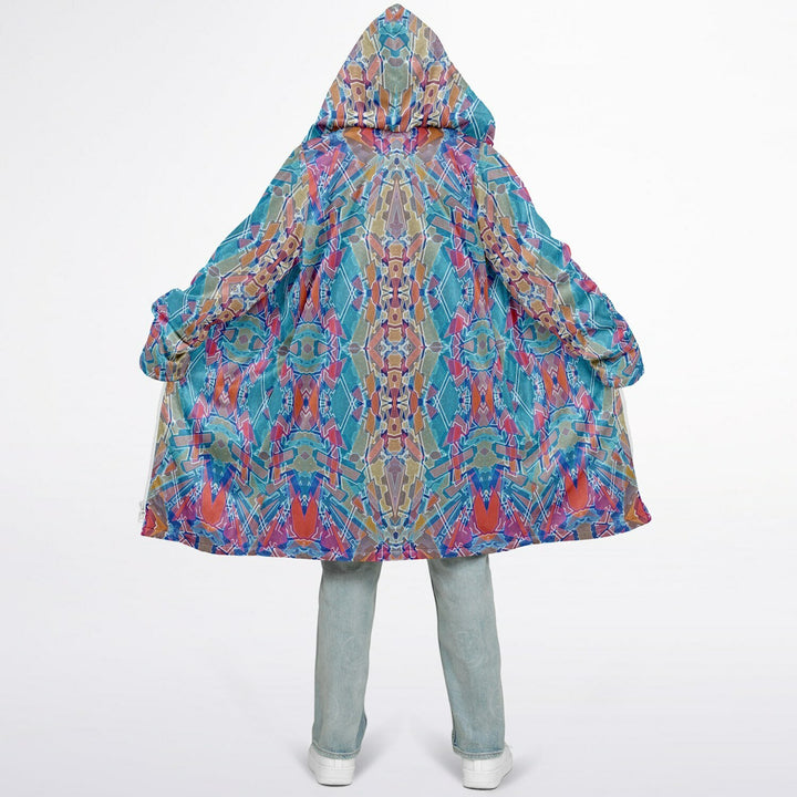 Electric Totem Cuddle Coat | Unisex Minky Sherpa Lined Coat with Hood, Zipper and Pockets | Women and Mens Festival Coat | Mountain Fashion