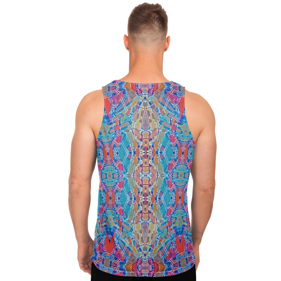 Electric Totem Tank Top – Geometric Festival Shirt with Bold Symmetry