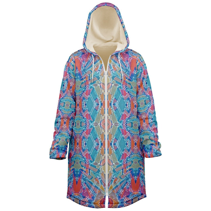 Electric Totem Cuddle Coat | Unisex Minky Sherpa Lined Coat with Hood, Zipper and Pockets | Women and Mens Festival Coat | Mountain Fashion