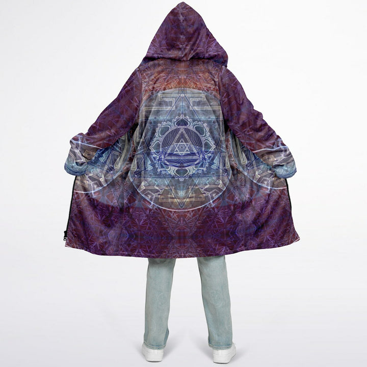 Sacred Violet Cuddle Coat | Unisex Minky Sherpa Lined Coat with Hood, Zipper and Pockets | Women and Mens Festival Coat | Mountain Fashion