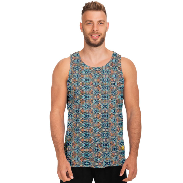 Mystic Mirror Tank Top – Geometric Festival Shirt with Hidden Face Pattern