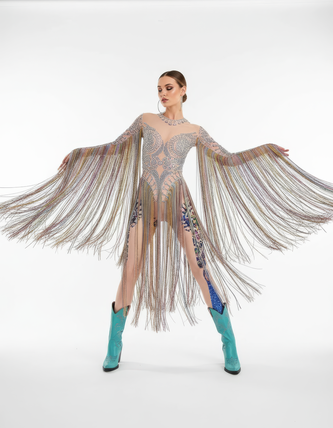 The Elton Rhinestone Fringe Bodysuit | Long Tassel Festival, Drag &amp; Stage Outfit – Manifestie